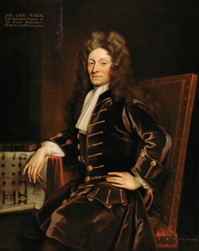 Portret van Sir Christopher Wren (1632-1723) 1711 door Godfrey Kneller